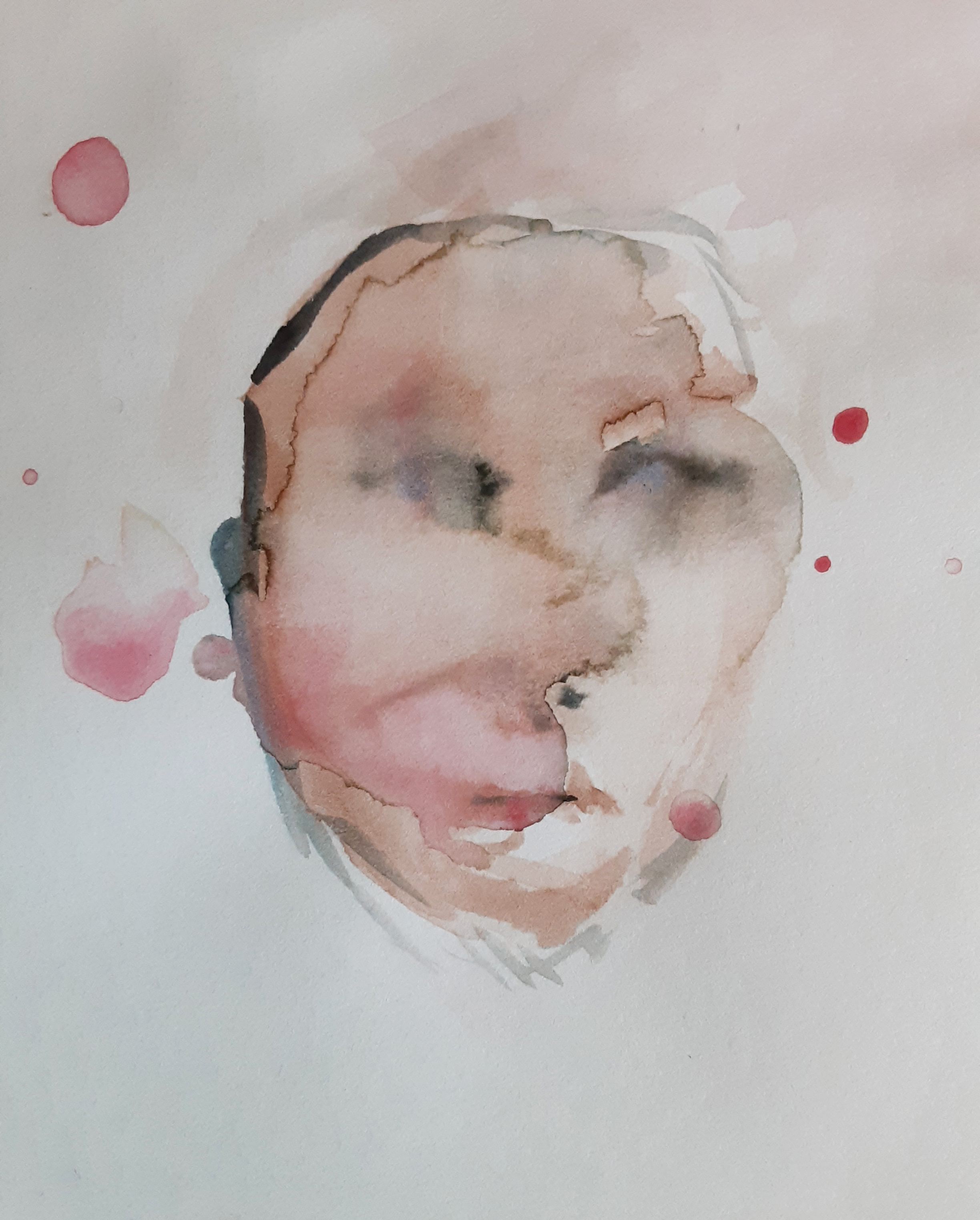 Water colour painting of a washed out face, created by Eryn Lidster.